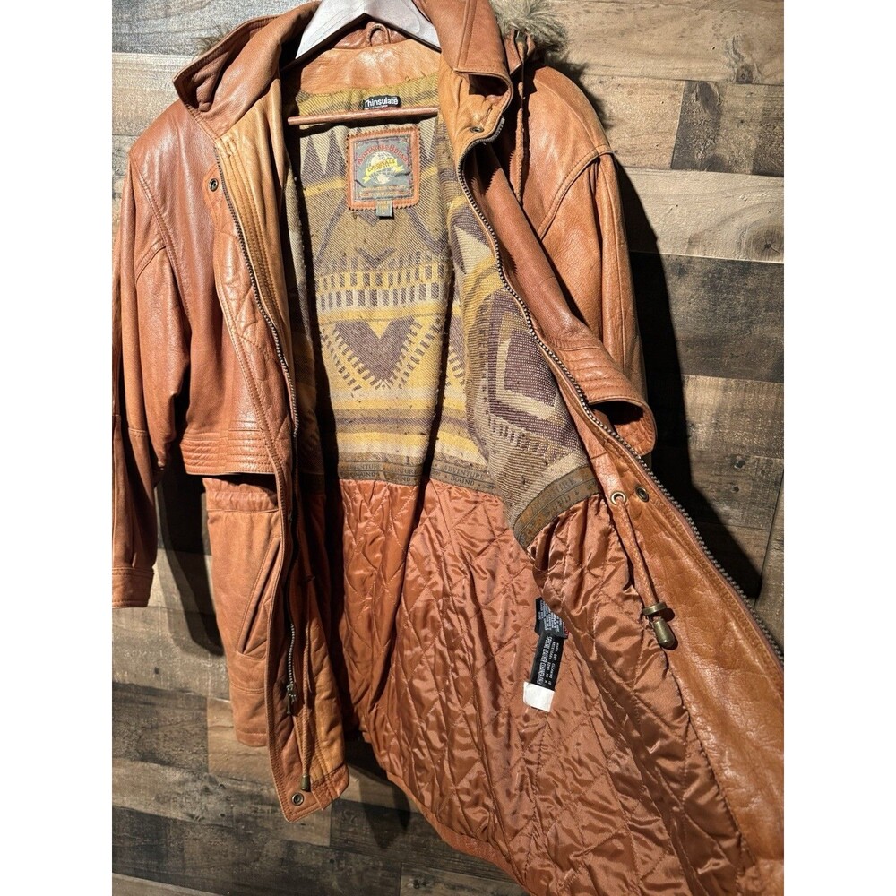 RARE -Vintage Y2K Wilson’s Leather Faux Fur Jacket Southwestern 3M Sz L - Picture 5 of 9